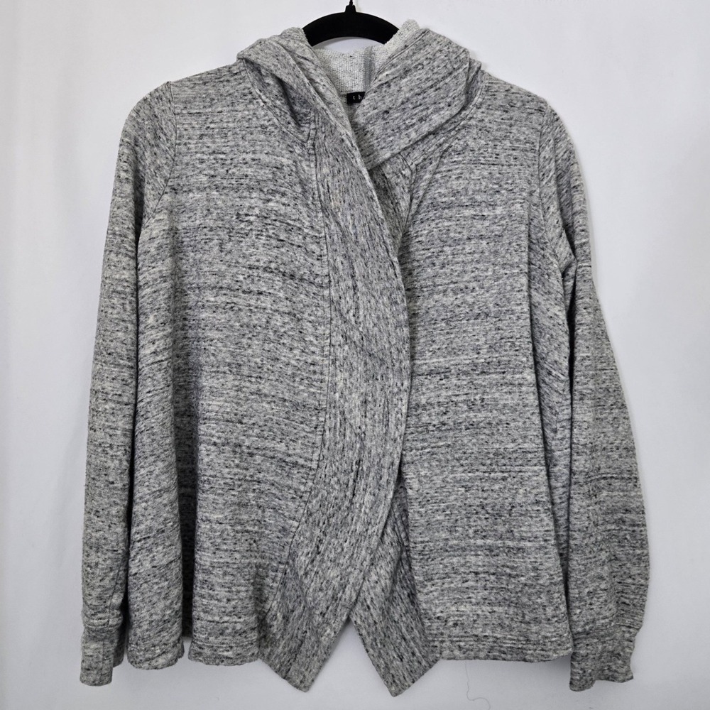 Theory Womens S Gray Shirfa Surfside Cotton Open Front Hooded Cardigan Sweater - Picture 3 of 10